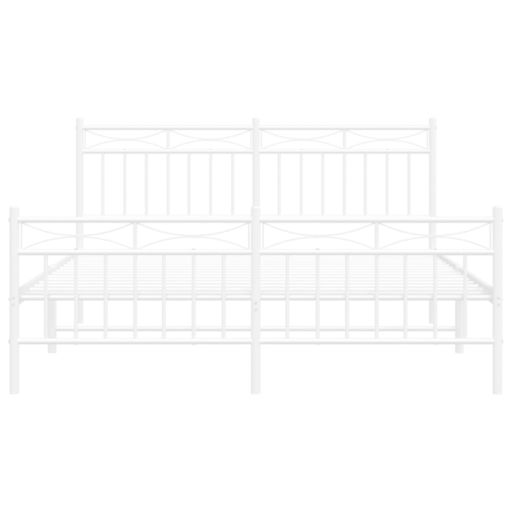 Metal Bed Frame without Mattress with Footboard White 59.1"x78.7"