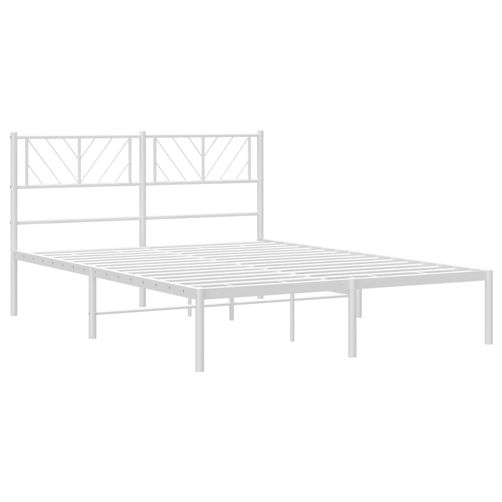 Metal Bed Frame without Mattress with Headboard White 59.1"x78.7"