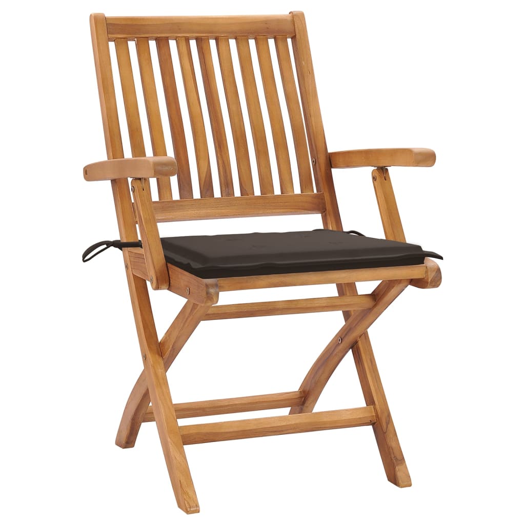 Folding Patio Chairs with Cushions 8 pcs Solid Teak Wood