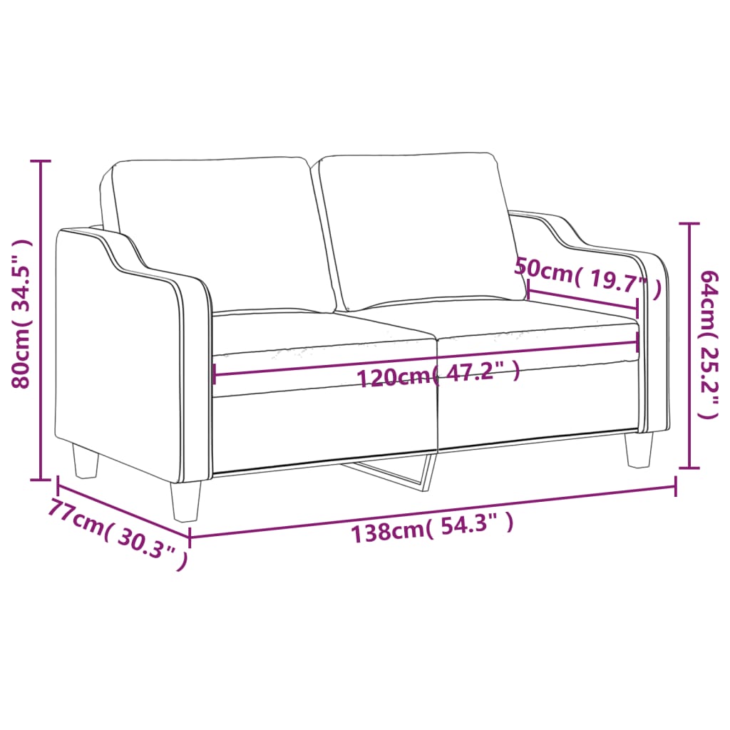 2-Seater Sofa Dark Gray 47.2" Fabric