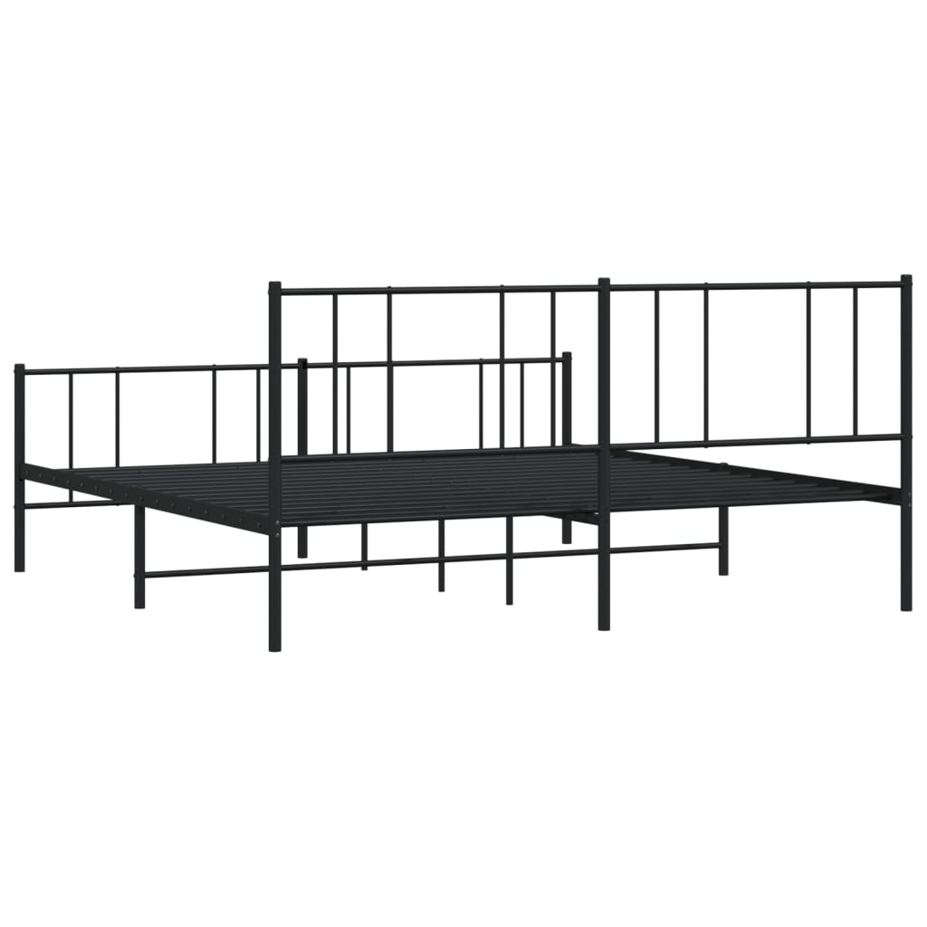 Metal Bed Frame without Mattress with Footboard Black 72"x83.9"