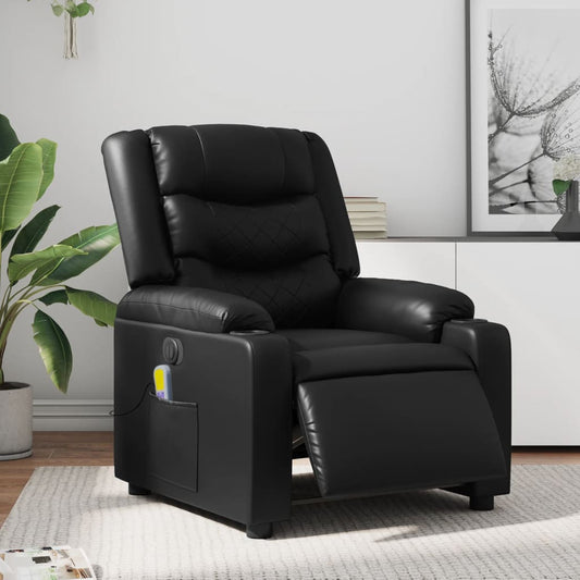 Electric Massage Recliner Chair Black Faux Leather