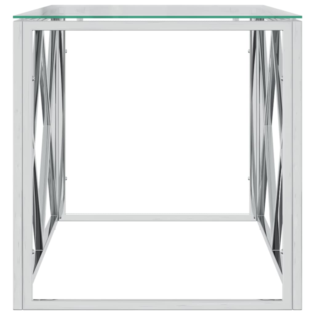 Coffee Table 43.3"x17.7"x17.7" Stainless Steel and Glass