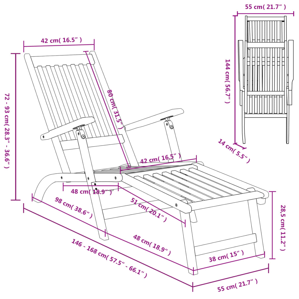 Patio Deck Chairs with Footrests and Table Solid Wood Acacia