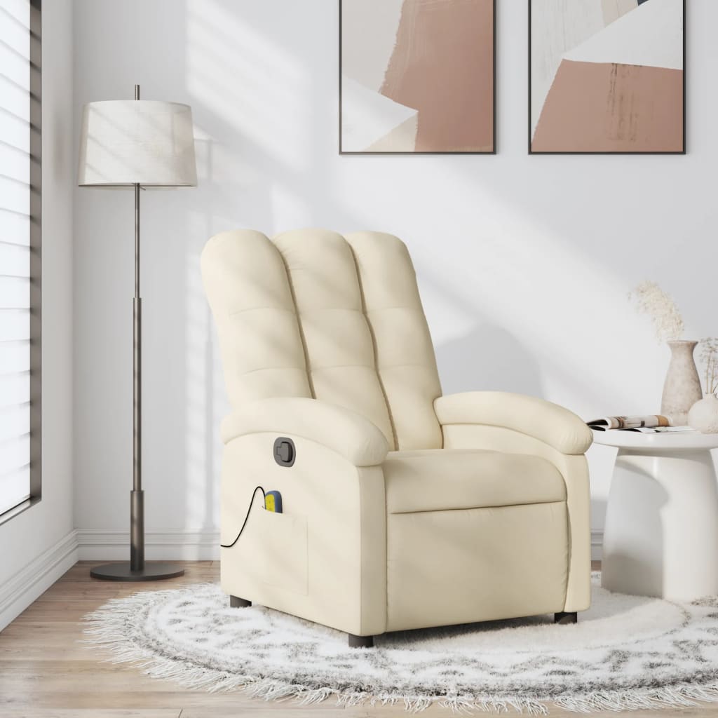 Massage Recliner Chair Cream Fabric