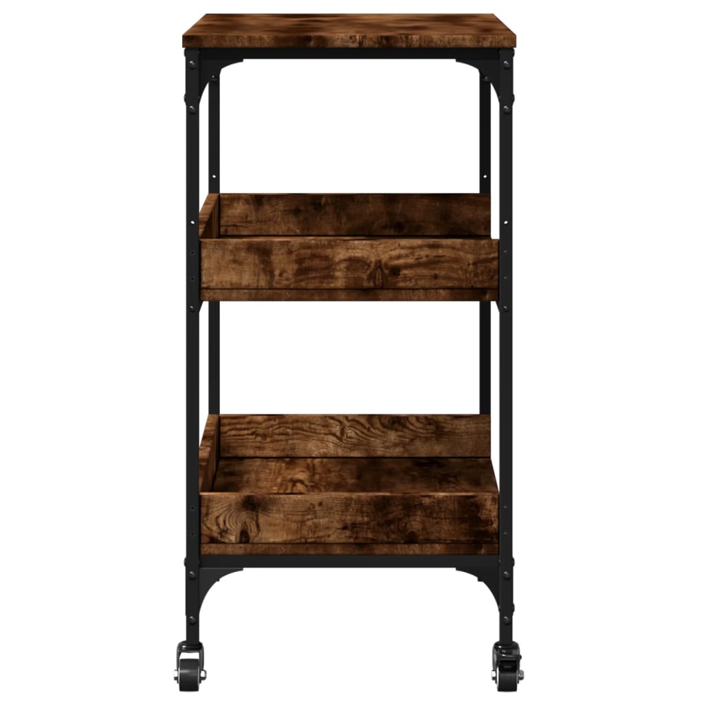 Kitchen Trolley Smoked Oak 23.6"x16.1"x31.7" Engineered Wood