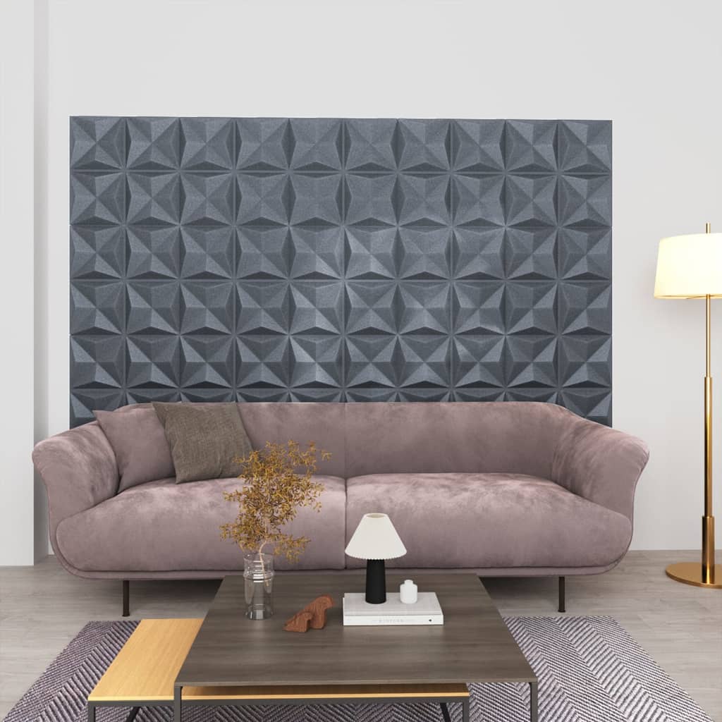 3D Wall Panels 48 pcs 19.7"x19.7" Origami Gray 129.2 ft��