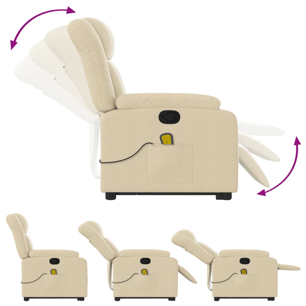 Stand up Massage Recliner Chair Cream Fabric