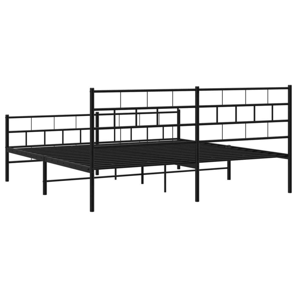 Metal Bed Frame without Mattress with Footboard Black 72"x83.9"