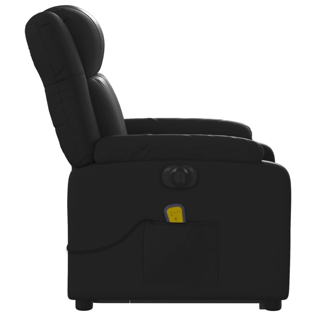 Electric Stand up Massage Recliner Chair Black Faux Leather