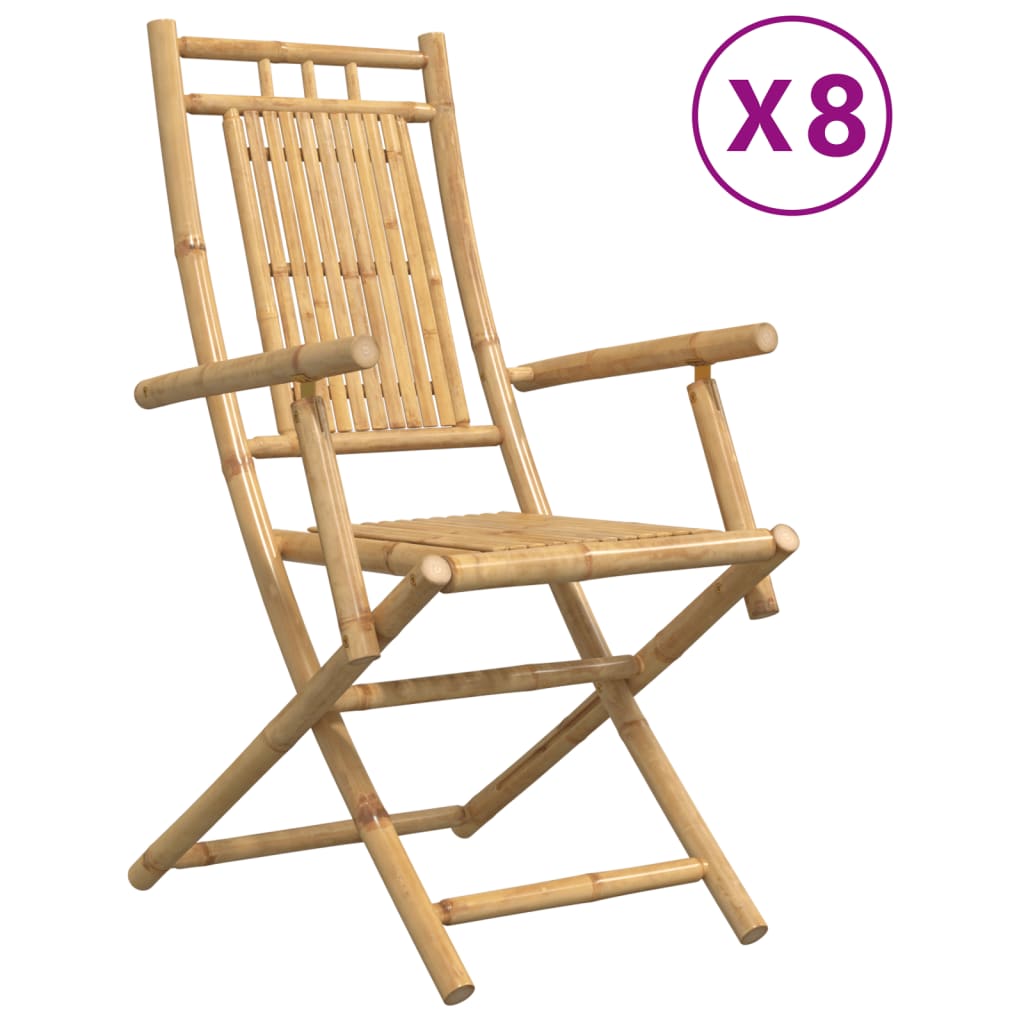 Folding Patio Chairs 8 pcs 20.9"x26"x39" Bamboo