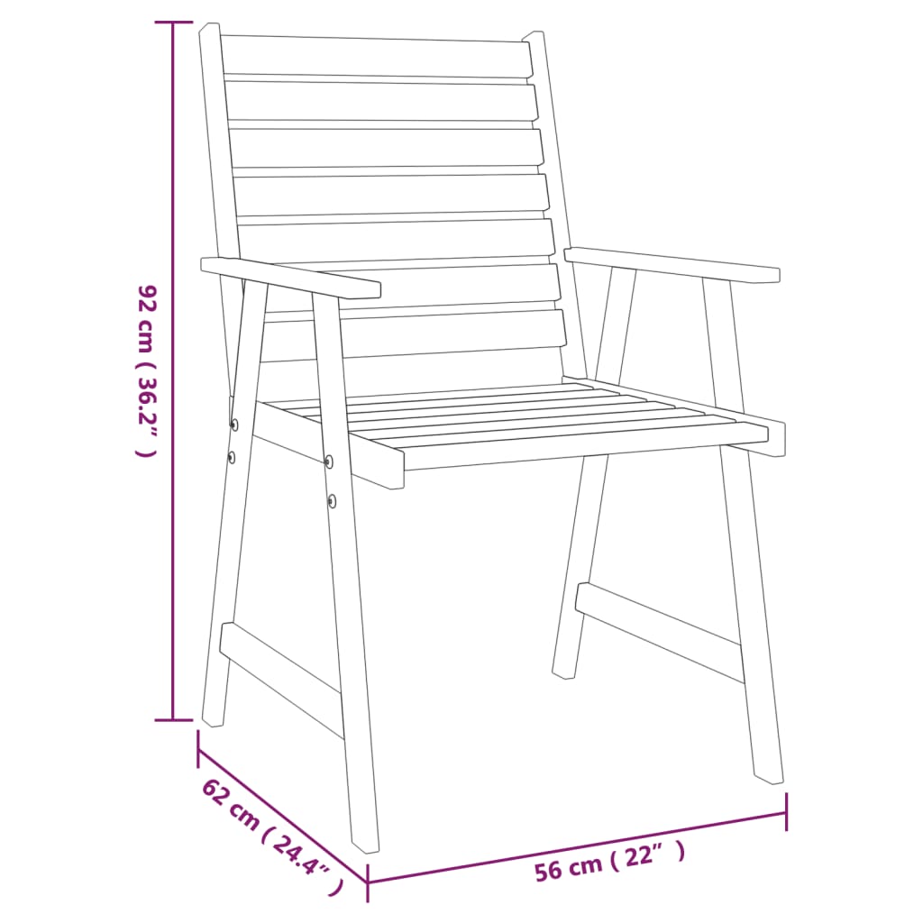 6 Piece Patio Dining Set Solid Wood Acacia