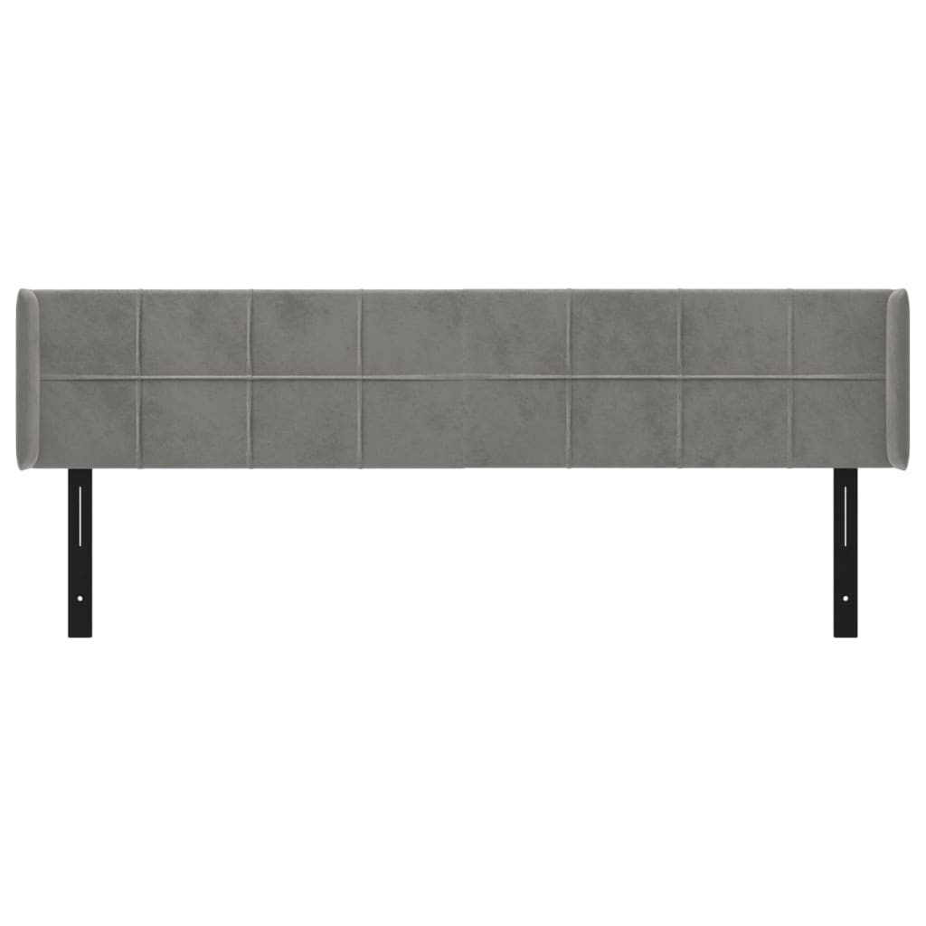 Headboard with Ears Light Gray 72"x6.3"x30.7"/34.6" Velvet