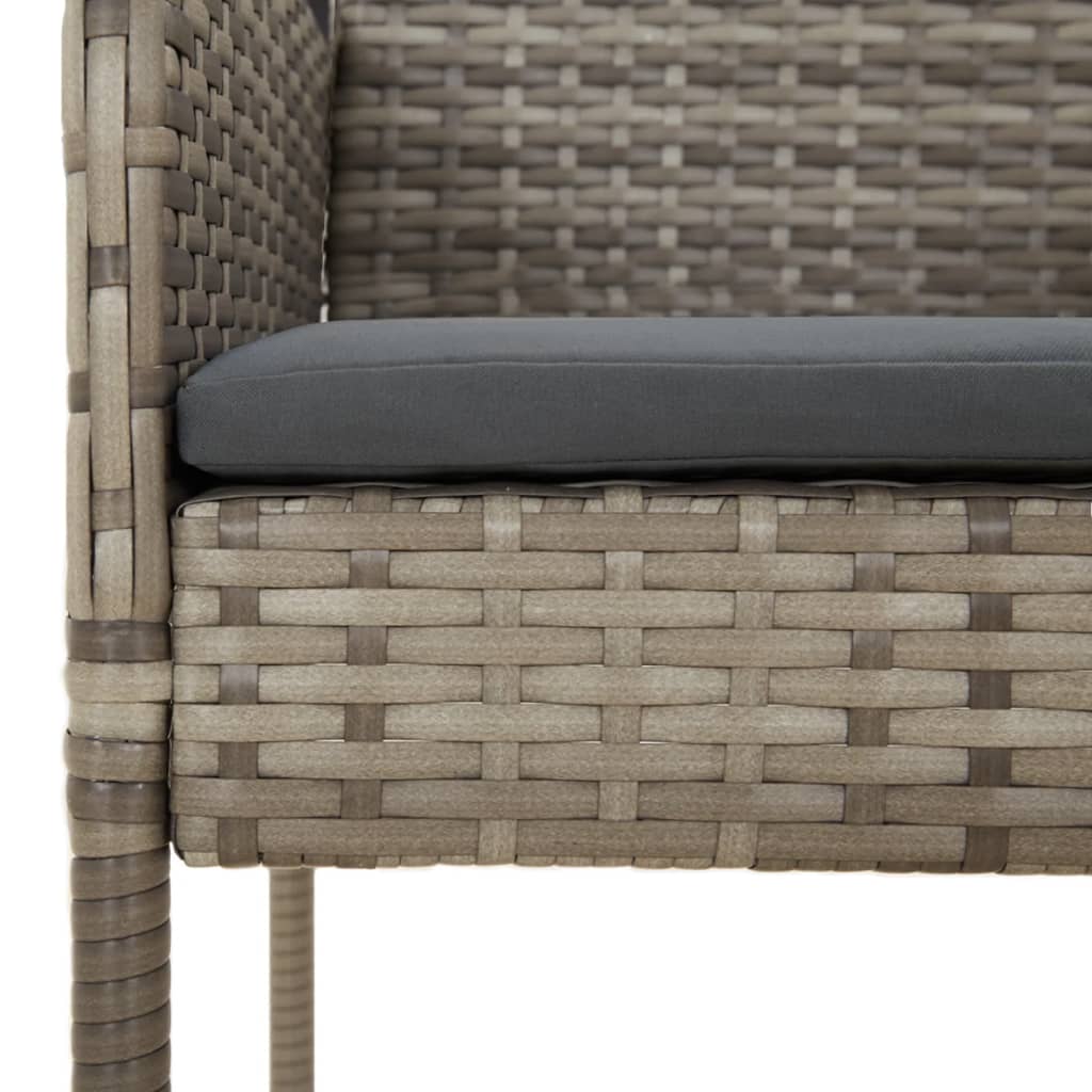 Patio Chairs with Cushions 4 pcs Poly Rattan Gray