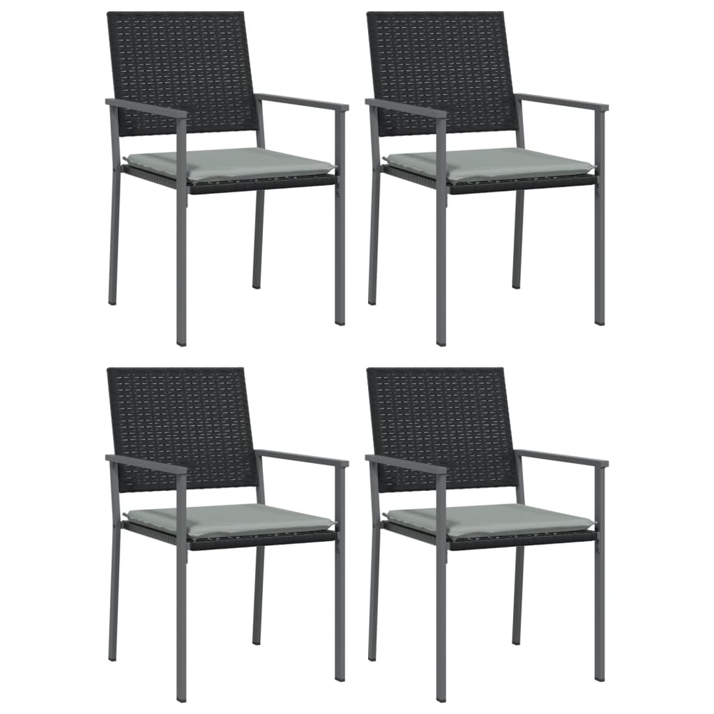 5 Piece Patio Dining Set with Cushions Poly Rattan and Steel