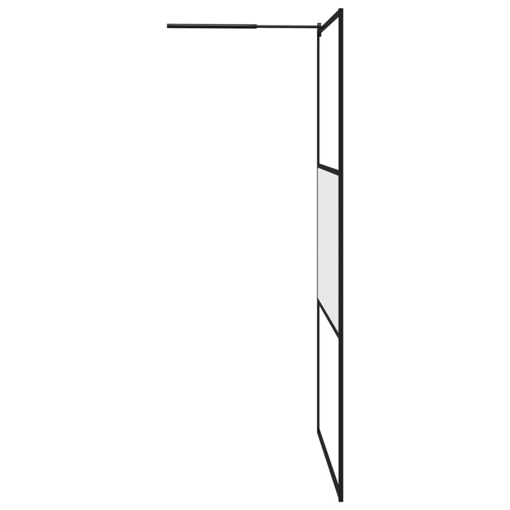 Walk-in Shower Wall with Shelf Black 45.3"x76.8" ESG Glass&Aluminum