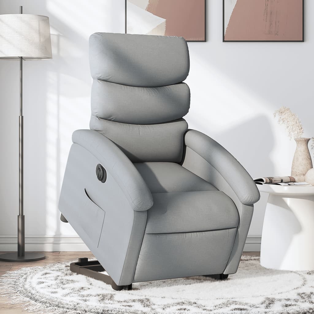 Electric Stand up Recliner Chair Light Gray Fabric