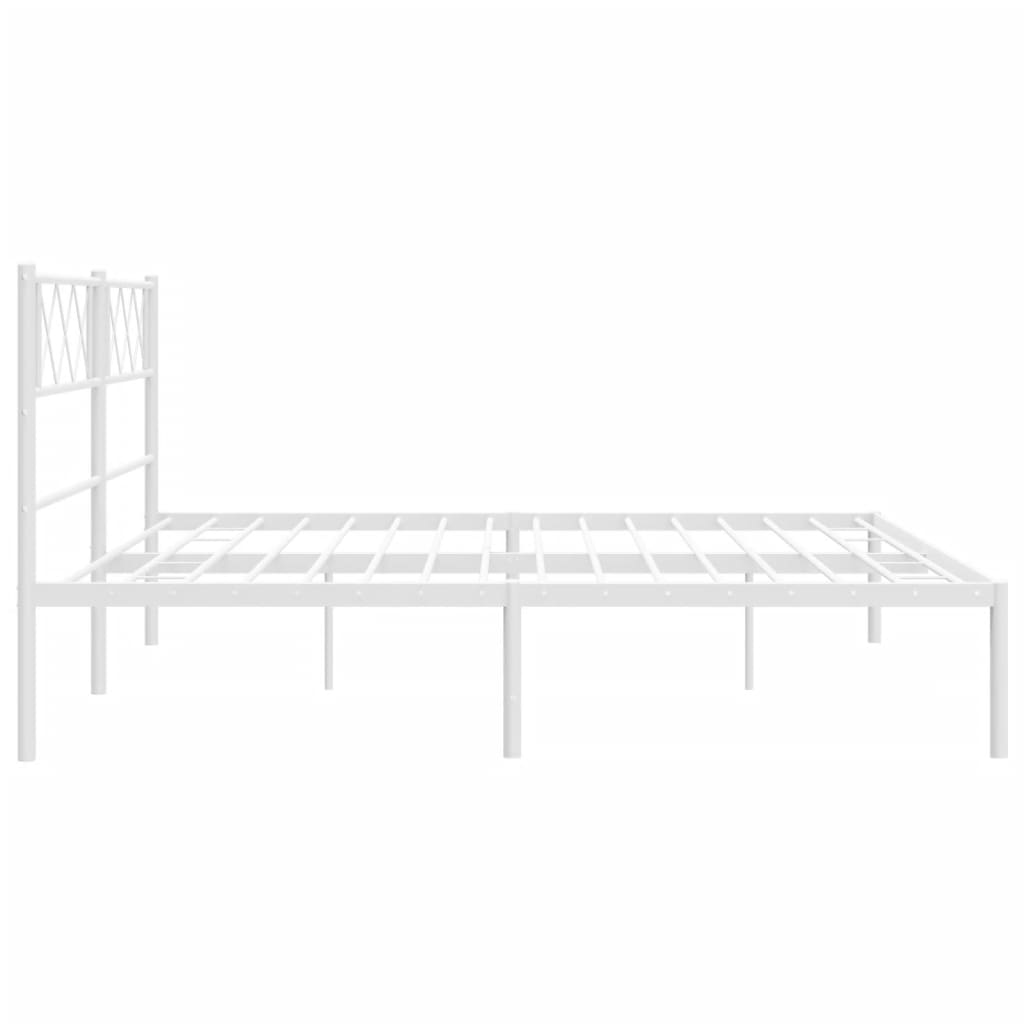 Metal Bed Frame without Mattress with Headboard White 72"x83.9"