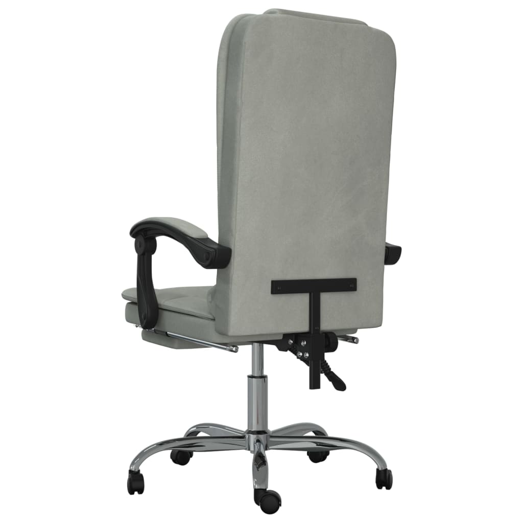 Massage Reclining Office Chair Light Gray Velvet