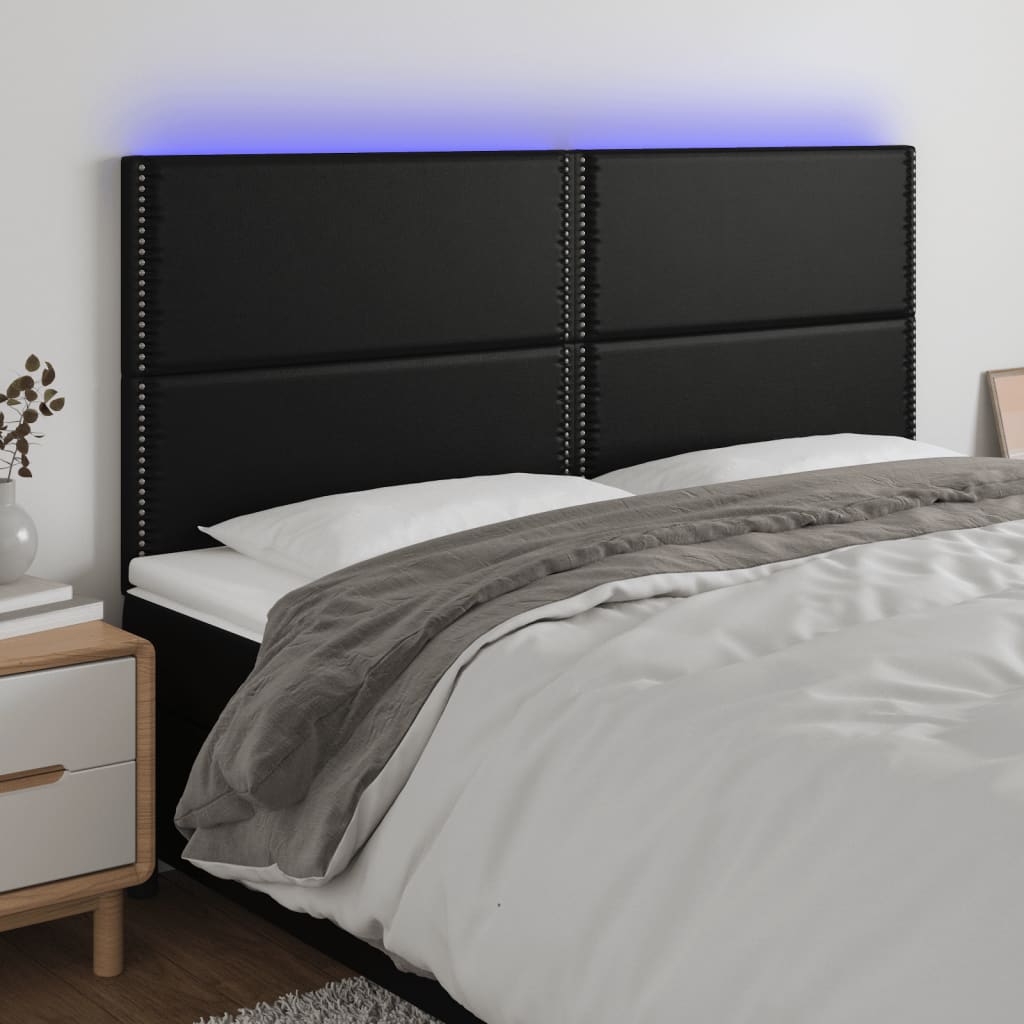 LED Headboard White 63"x2"x46.5"/50.4" Faux Leather