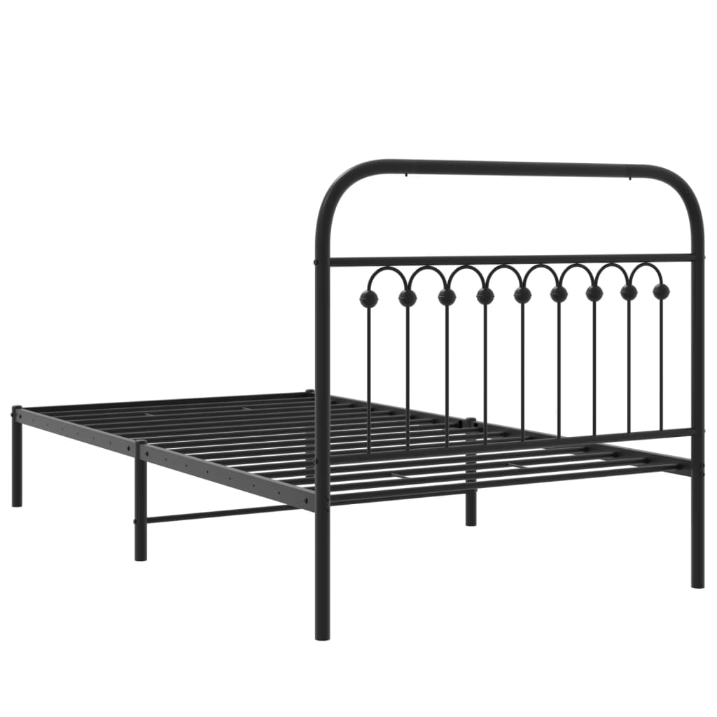 Metal Bed Frame without Mattress with Headboard Black 39.4"x78.7"