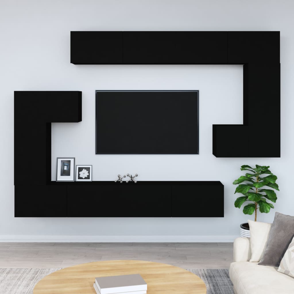 Wall-mounted TV Stand Black Engineered Wood