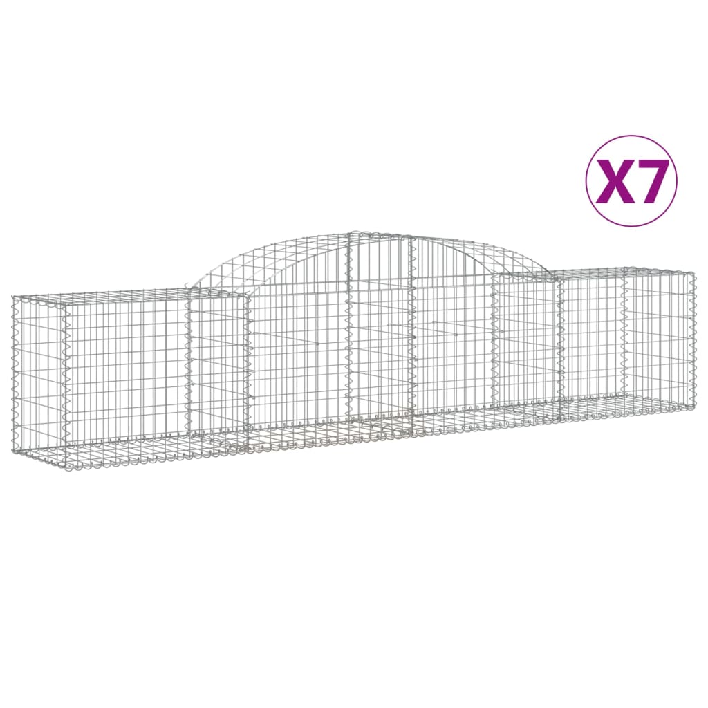 Arched Gabion Baskets 7 pcs 118.1"x19.7"x23.6"/31.5" Galvanized Iron