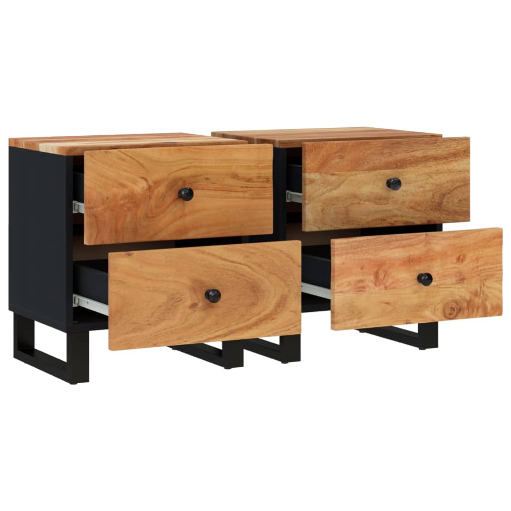 Bedside Cabinets 2 pcs 15.7"x13"x18.1" Solid Wood Acacia