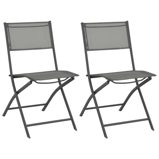 Folding Patio Chairs 2 pcs Steel and Textilene