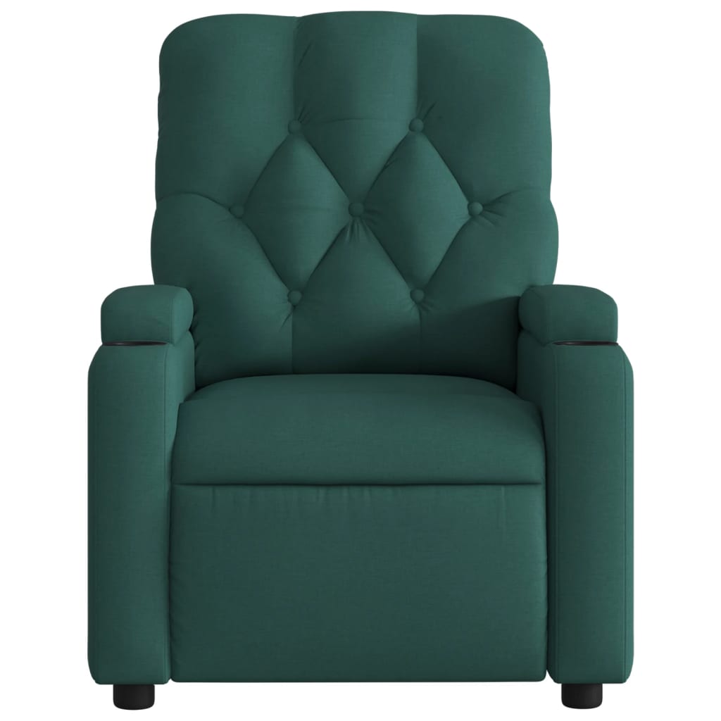 Massage Recliner Chair Dark Green Fabric