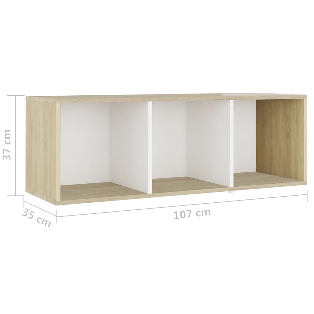 3 Piece TV Stand Set White and Sonoma Oak Engineered Wood