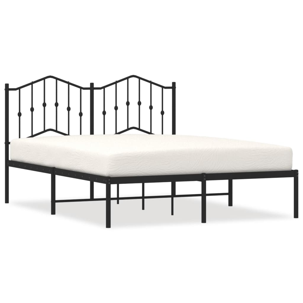 Metal Bed Frame without Mattress with Headboard Black 59.1"x78.7"