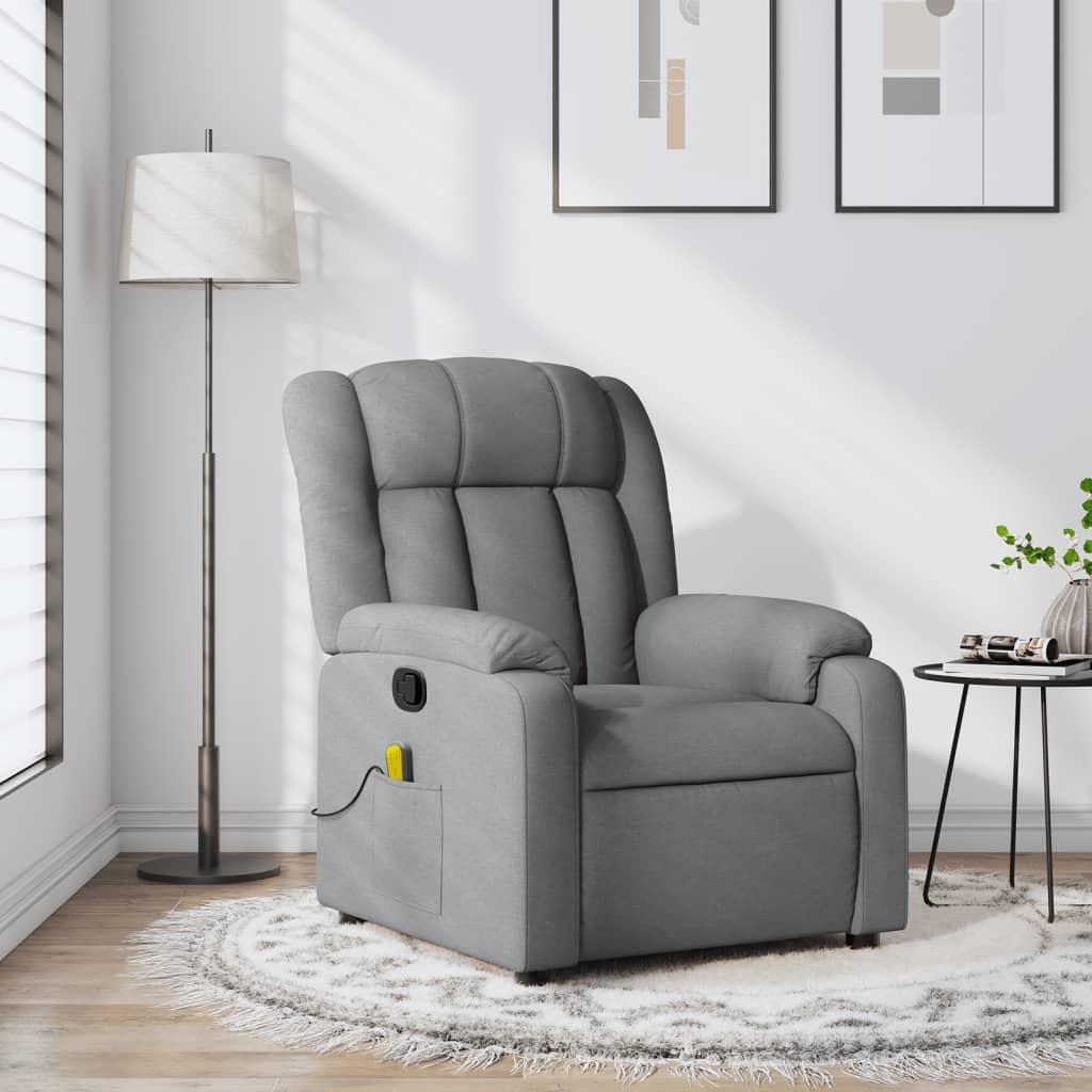 Massage Recliner Chair Dark Gray Fabric