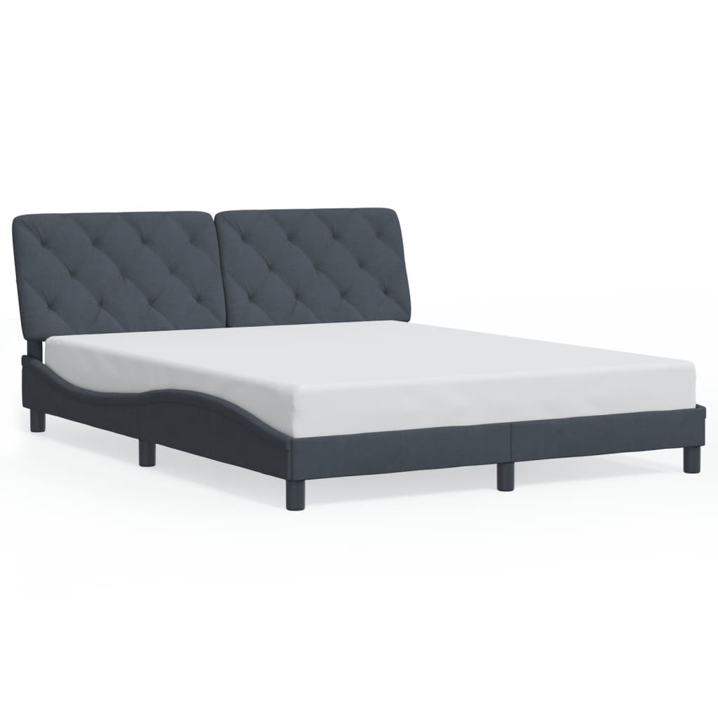 Bed Frame with LED without Mattress Dark Gray 59.8"x79.9" Velvet