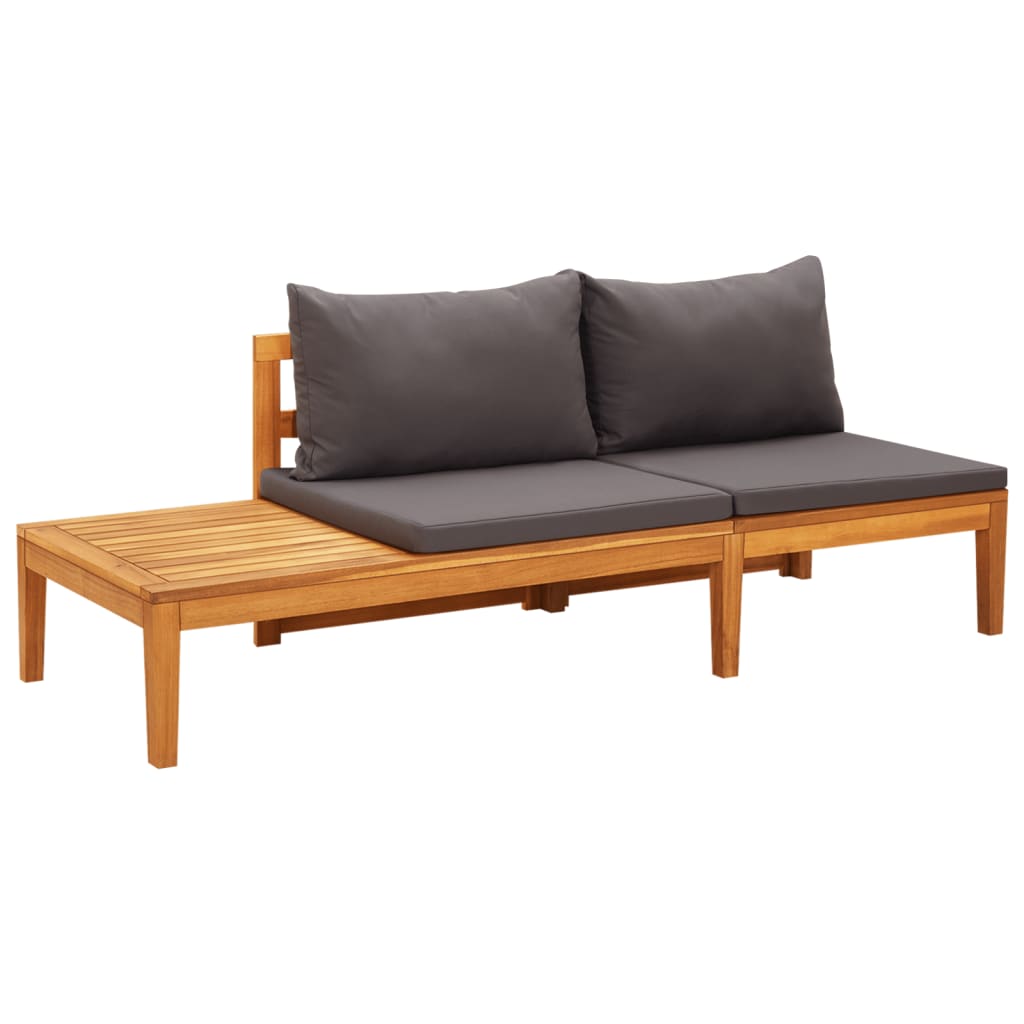 3 Piece Patio Lounge Set with Dark Gray Cushions Acacia Wood