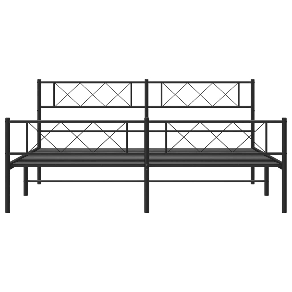 Metal Bed Frame without Mattress with Footboard Black 76"x79.9"