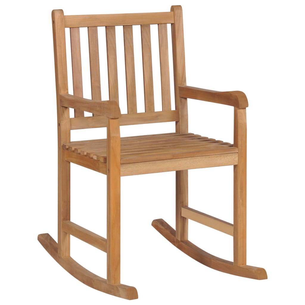 Rocking Chair with Light Blue Cushion Solid Teak Wood