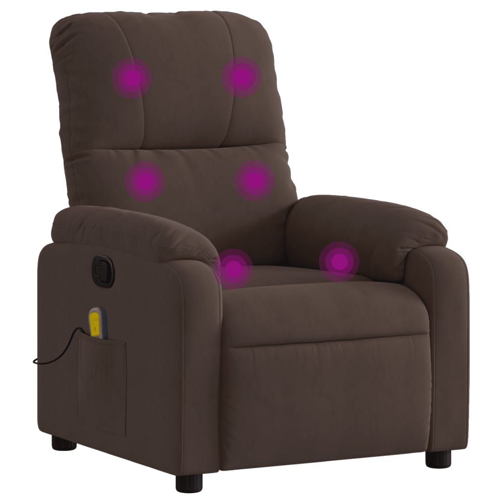 Massage Recliner Chair Brown Microfiber Fabric