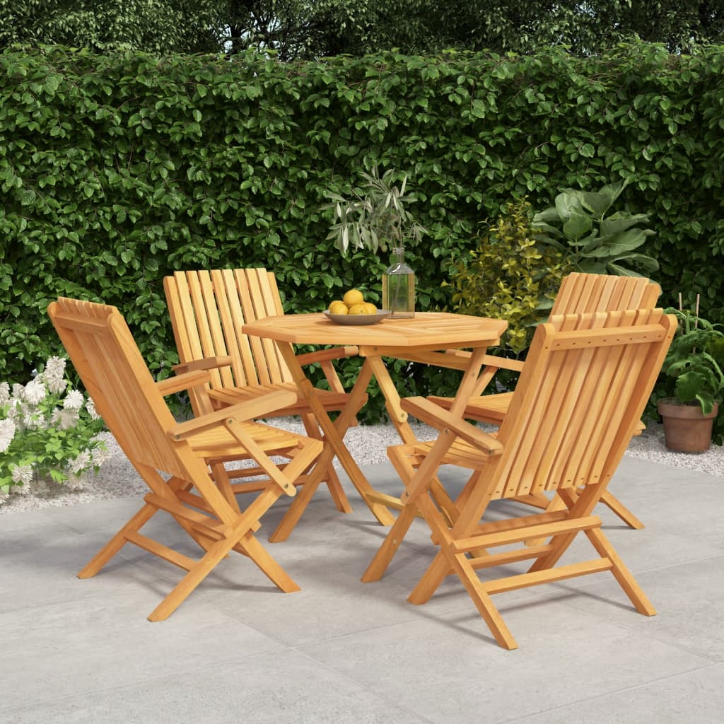 5 Piece Patio Dining Set Solid Wood Teak