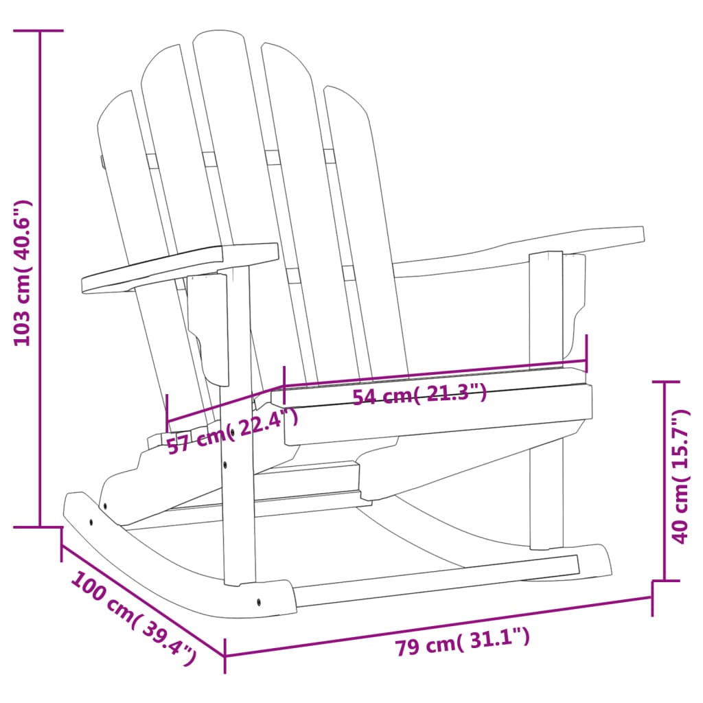 Patio Adirondack Rocking Chairs 2 pcs 31.1"x39.4"x40.6" Solid Wood Teak