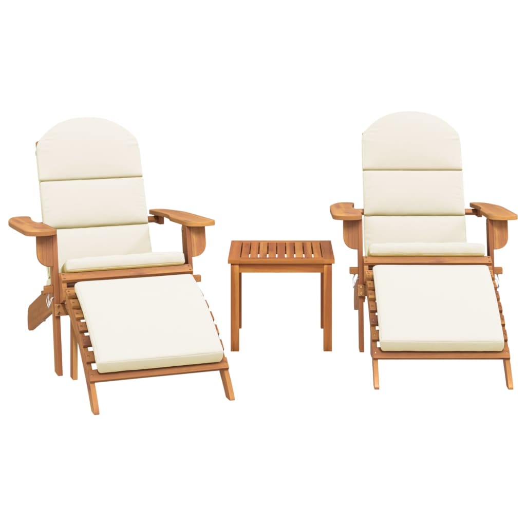 3 Piece Adirondack Patio Lounge Set Solid Wood Acacia