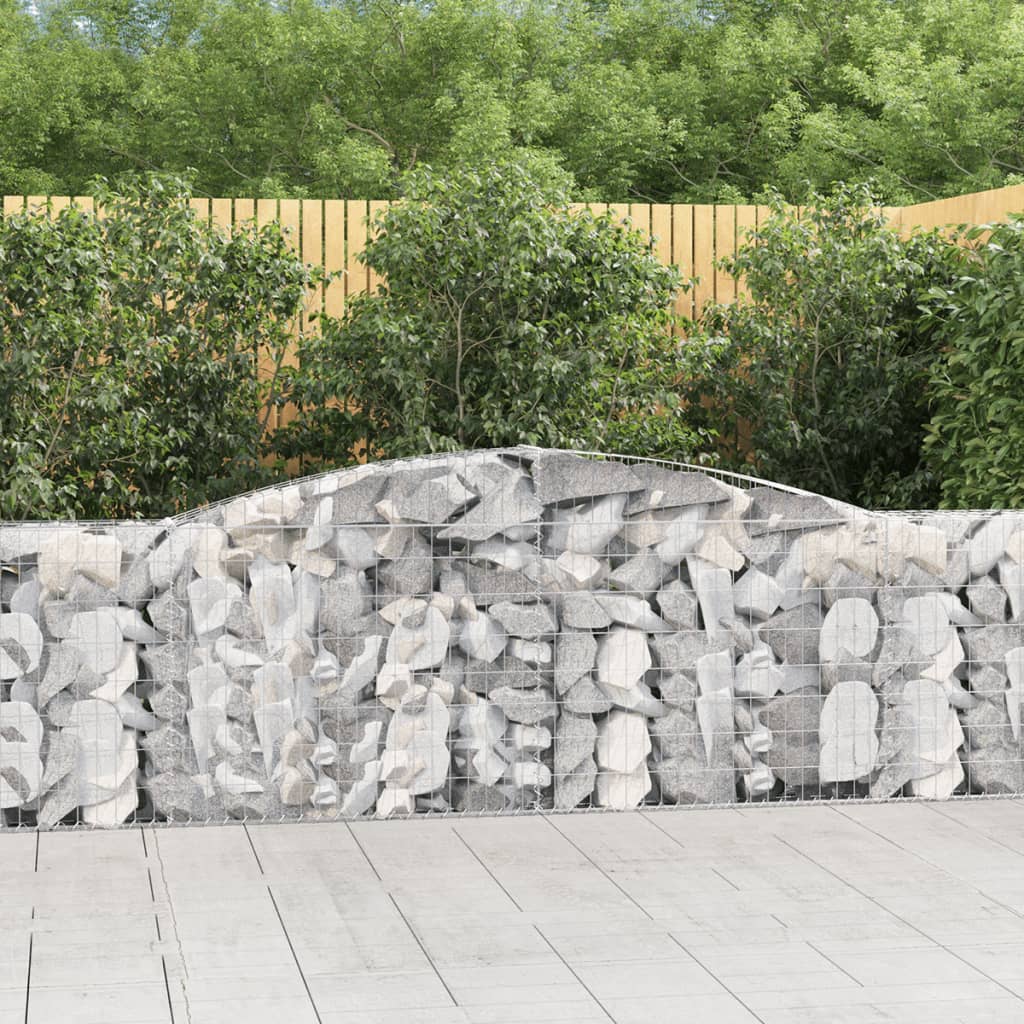 Arched Gabion Baskets 9 pcs 157.5"x11.8"x39.4"/47.2" Galvanized Iron