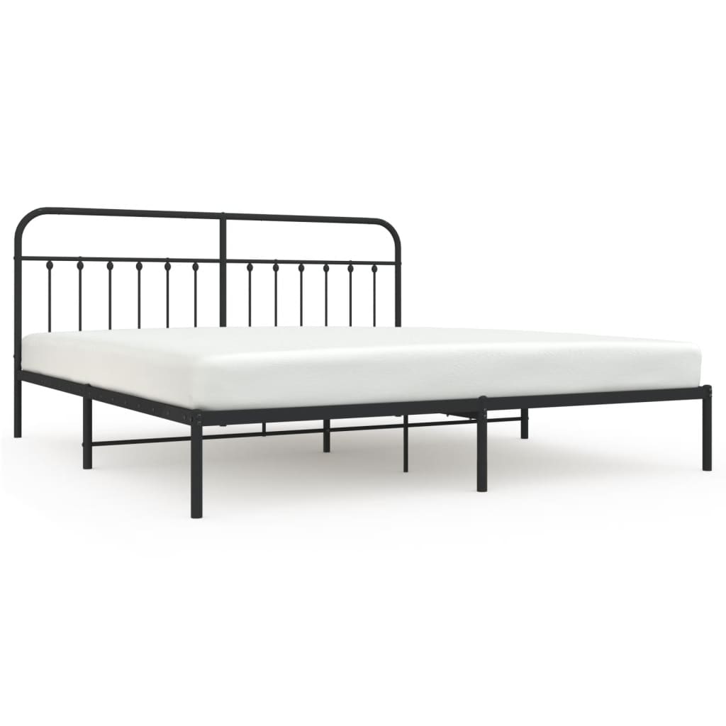 Metal Bed Frame without Mattress with Headboard Black 76"x79.9"