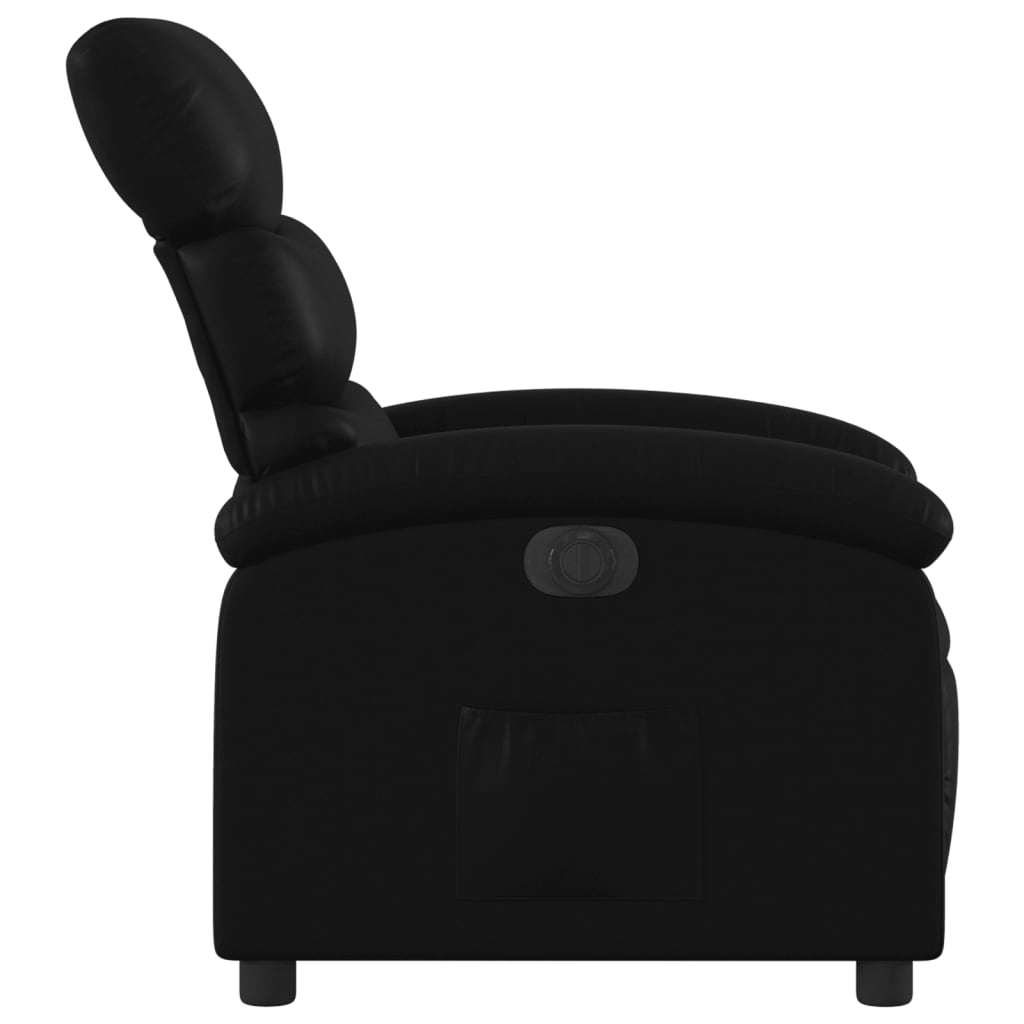 Electric Recliner Chair Black Faux Leather