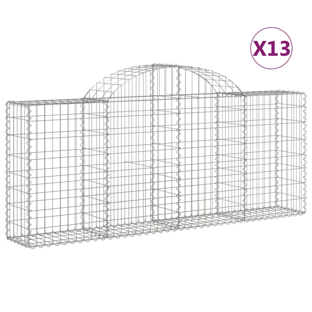 Arched Gabion Baskets 13 pcs 78.7"x11.8"x31.5"/39.4" Galvanized Iron