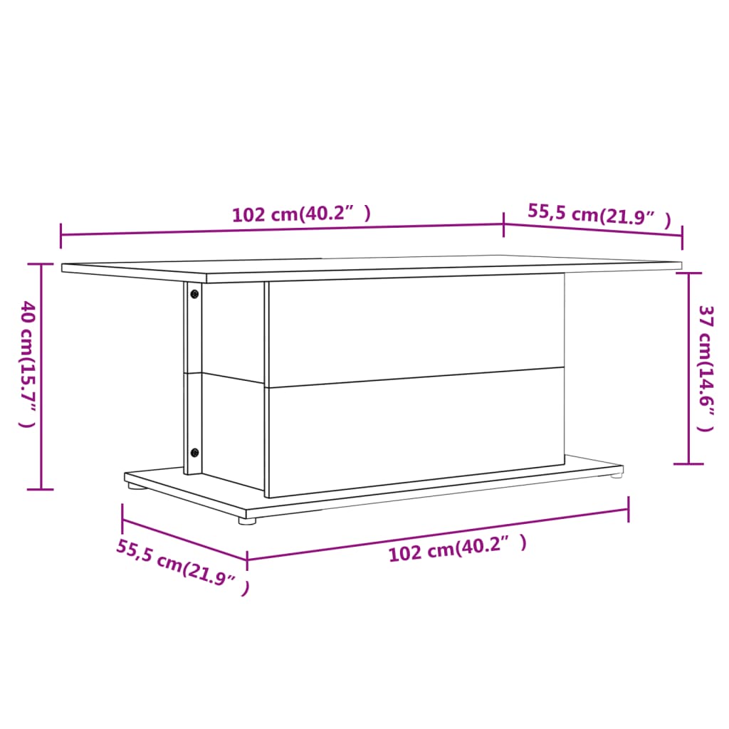 Coffee Table Sonoma Oak 40.2"x21.9"x15.7" Engineered Wood