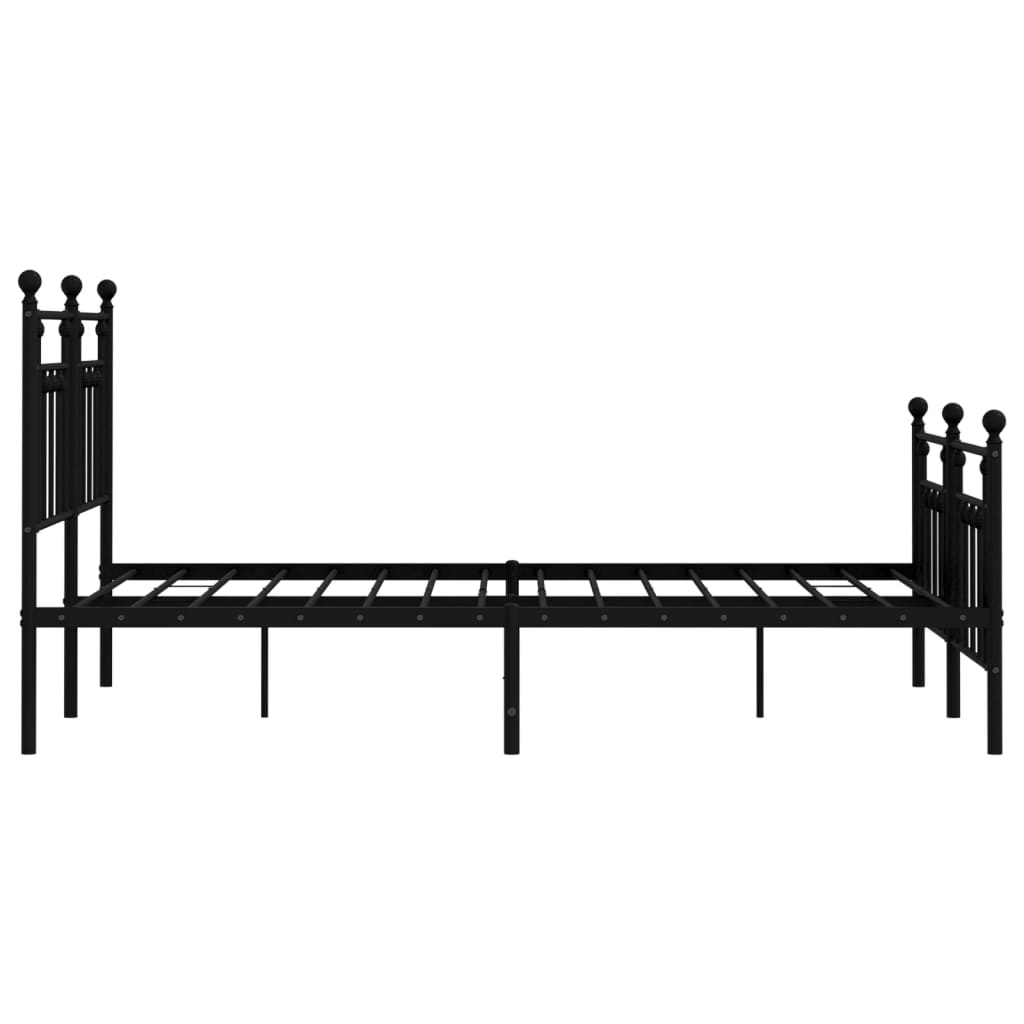 Metal Bed Frame without Mattress with Footboard Black 59.1"x78.7"