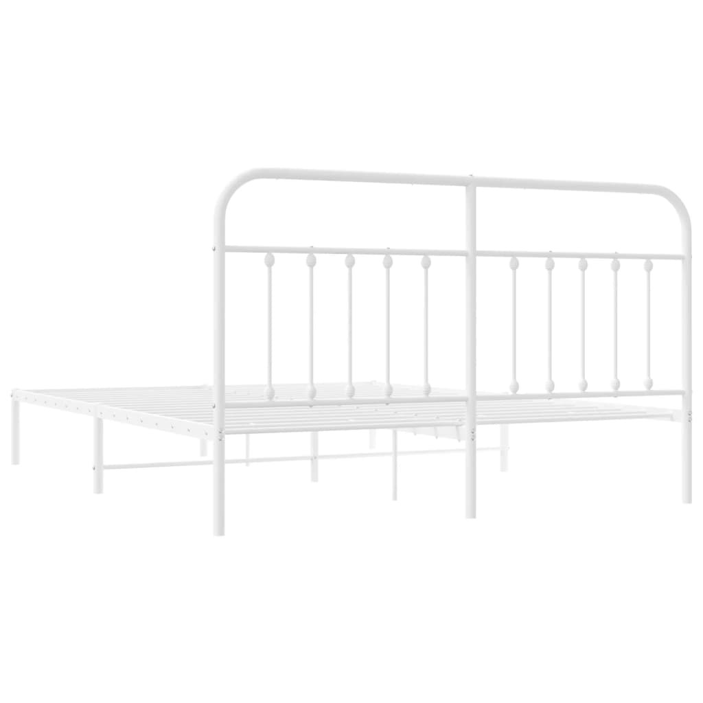 Metal Bed Frame without Mattress with Headboard White 72"x83.9"