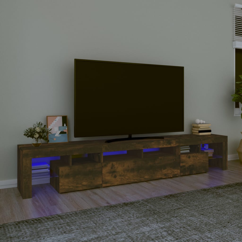 TV Stand with LED Lights Concrete Gray 102.4"x14.4"x15.7"