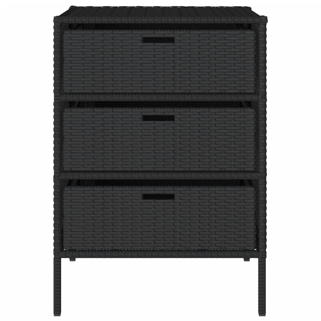 Patio Storage Cabinet Black 21.7"x23.2"x31.5" Poly Rattan